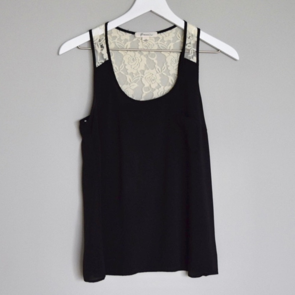 Forever 21 Black Racerback Tank w/ Lace Detail